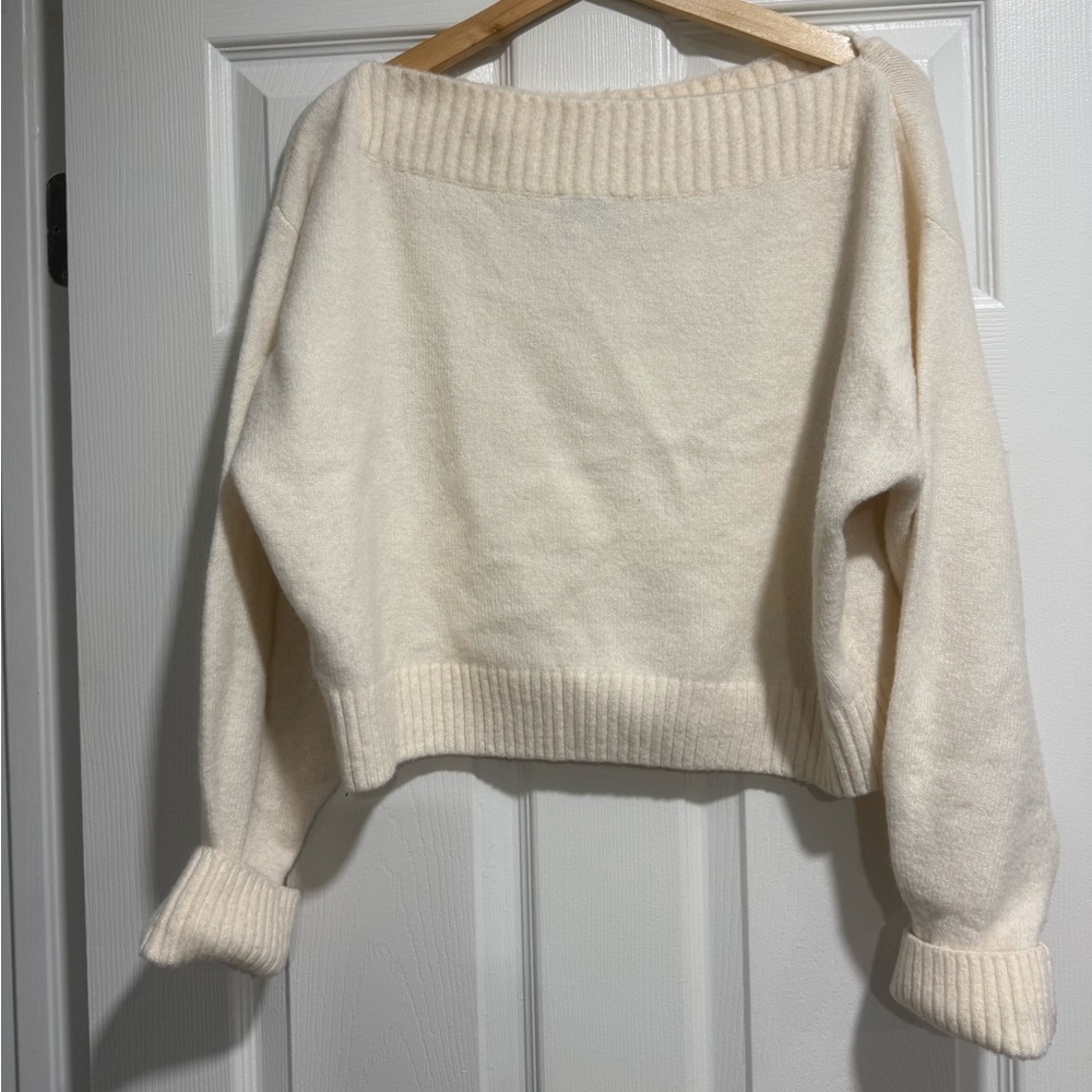 &Other Stories Off Shoulder Cream Sweater